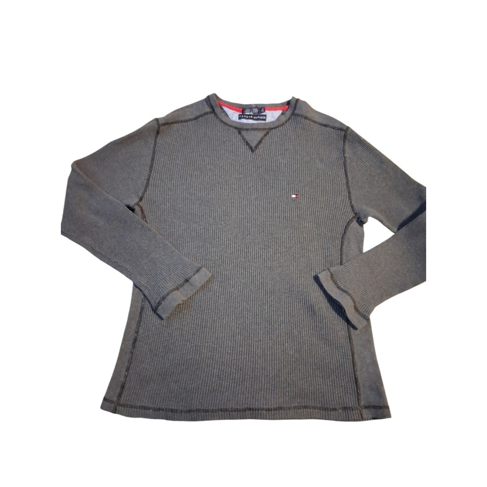 Y2k Vintage Tommy Hilfiger Mens size XL Waffle Knit Grunge Prep Casual Thermal